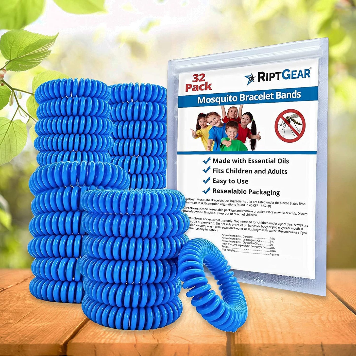 Mosquito Repellent Bracelets (32 Pack) (Blue)