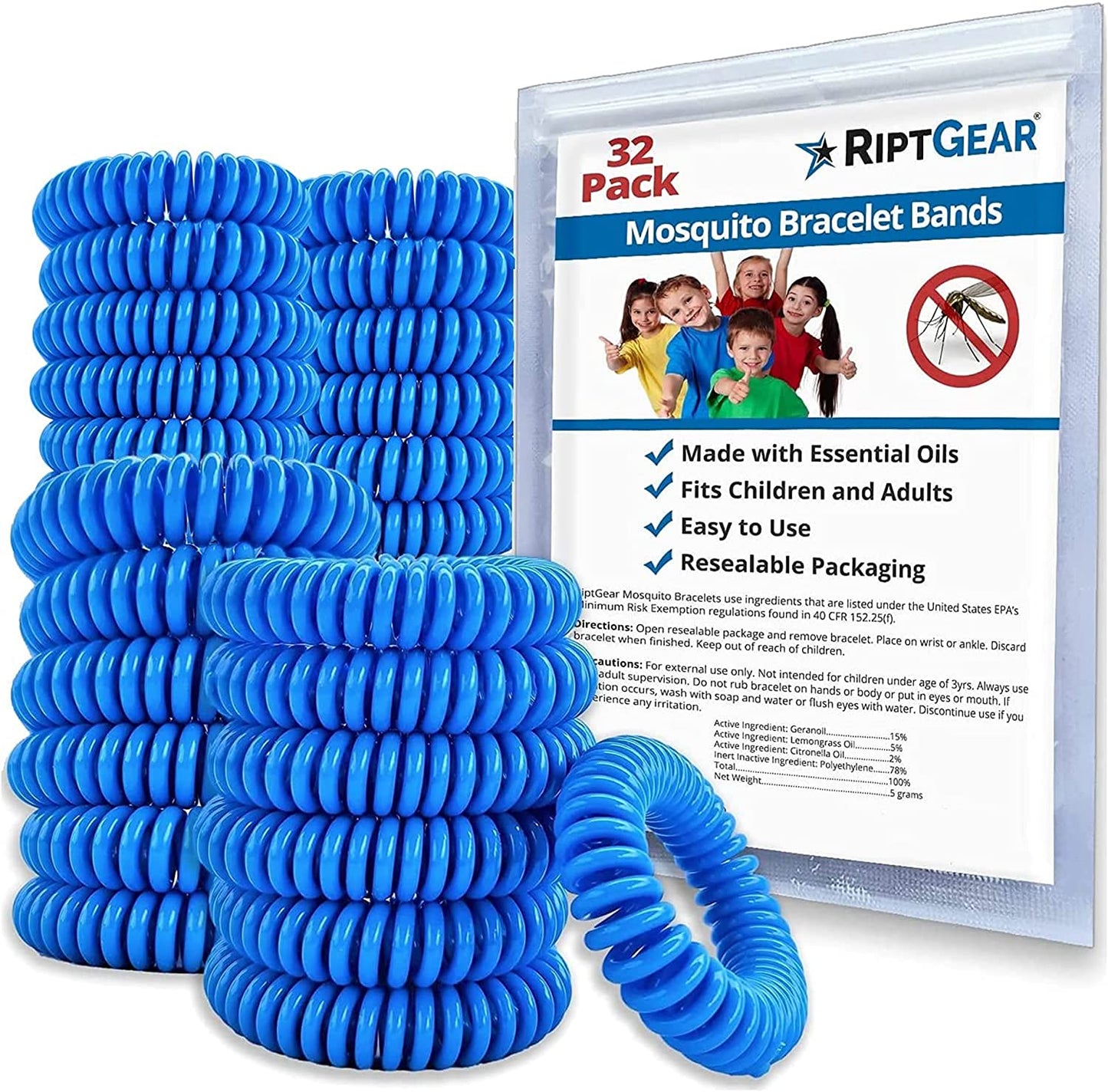 Mosquito Repellent Bracelets (32 Pack) (Blue)