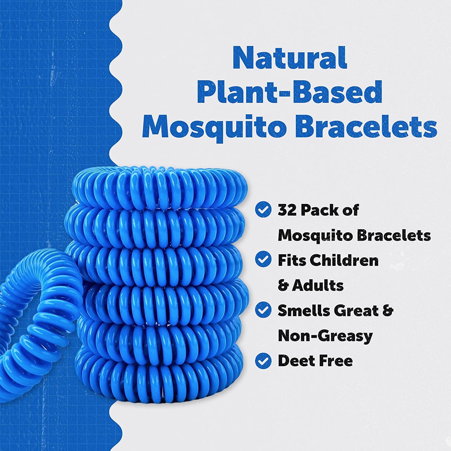 Mosquito Repellent Bracelets (32 Pack) (Blue)