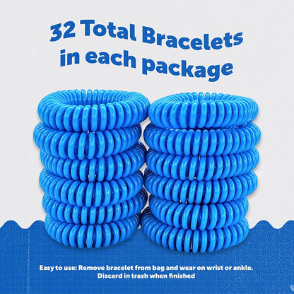 Mosquito Repellent Bracelets (32 Pack) (Blue)